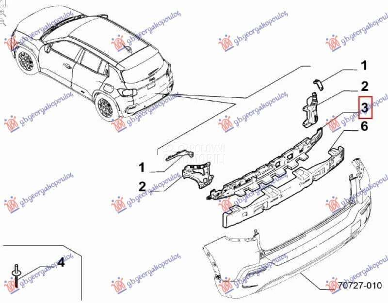 NOSAC ZADNJEG BRANIKA CENTRALN za Jeep Avenger od 2000. do 2027. god.