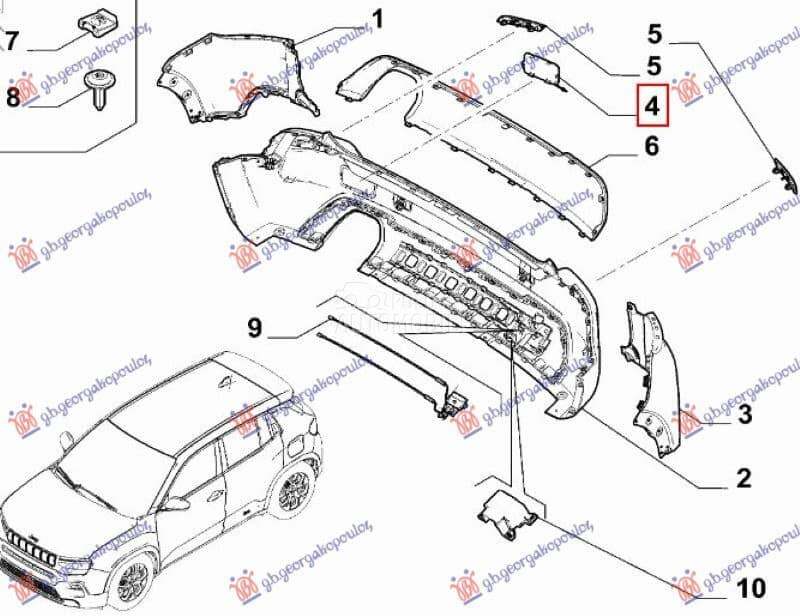 POKLOPAC KUKE ZADNJEG BRANIKA za Jeep Avenger od 2000. do 2027. god.