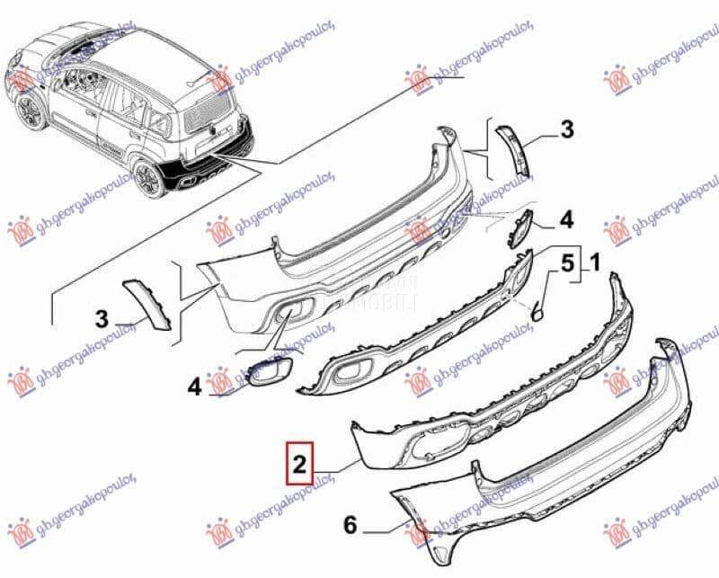 ZADNJI BRANIK DONJI (CROSS) (O za Fiat Panda od 2000. do 2027. god.