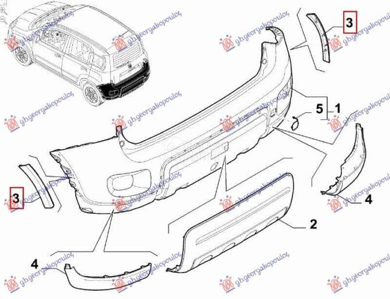 RUB PLASTICNI ZADNJEG BRANIKA za Fiat Panda od 2000. do 2027. god.