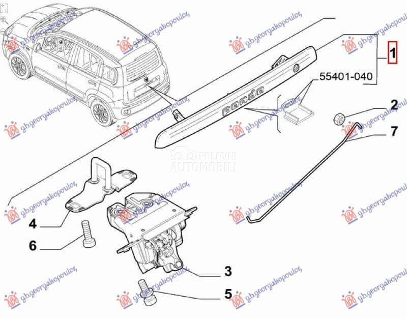 KVAKA GEPEK VRATA SPOLJASNJA ( za Fiat Panda od 2000. do 2027. god.