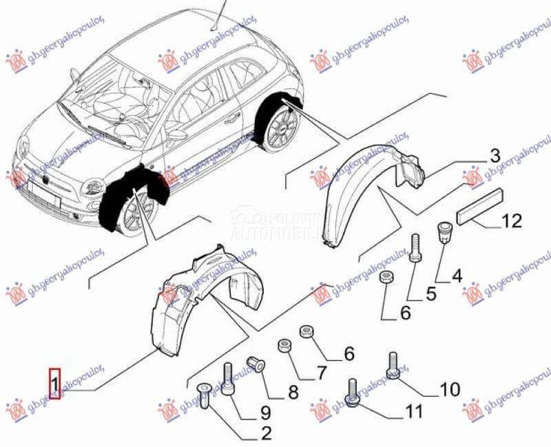 POTKRILO PLASTICNO (O) - 500e za Fiat 500e od 2000. do 2027. god. - 297500822