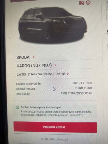 motor kompletan 116 za Škoda Karoq, Kodiaq, Kamiq ... - 20TDI 116