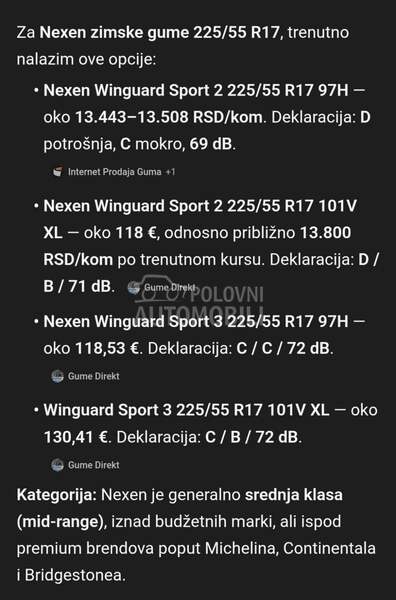 Nexen 225/55 R17 Zimska