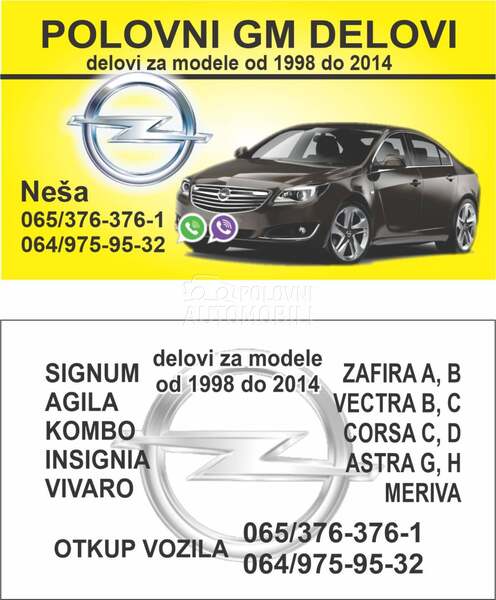 hauba za Opel Ostalo od 2000. do 2014. god.